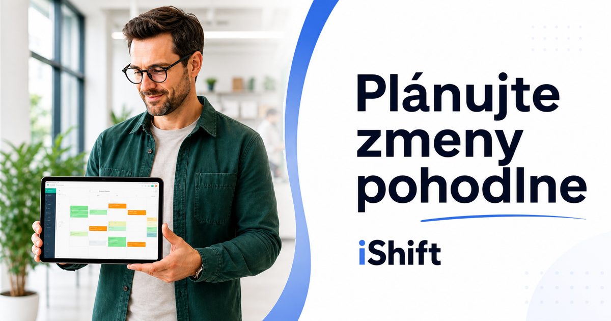 Majiteľ prevádzky plánuje pracovné zmeny v aplikácii iShift na tablete.